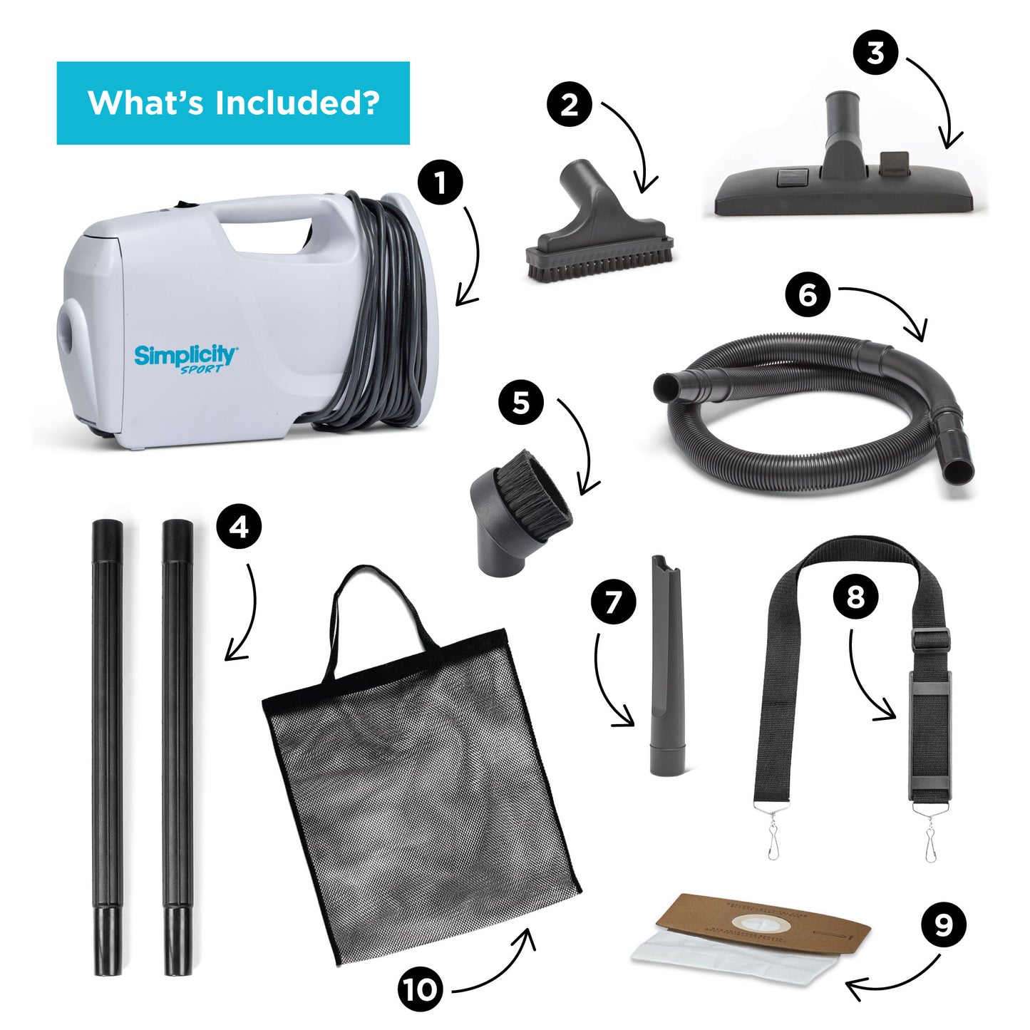 Simplicity S100 Sport Portable Canister Vacuum with Shoulder Strap (S100.6)