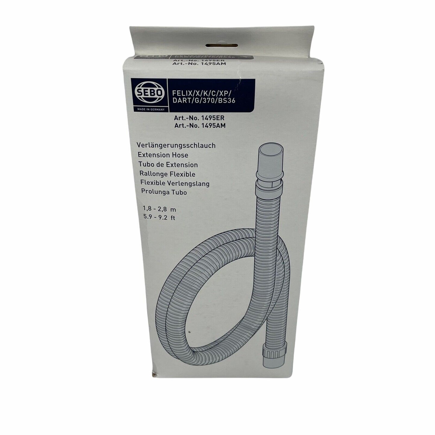 Sebo Vacuum Cleaner 9'2" Extension Stretch Hose Silver 1495AM